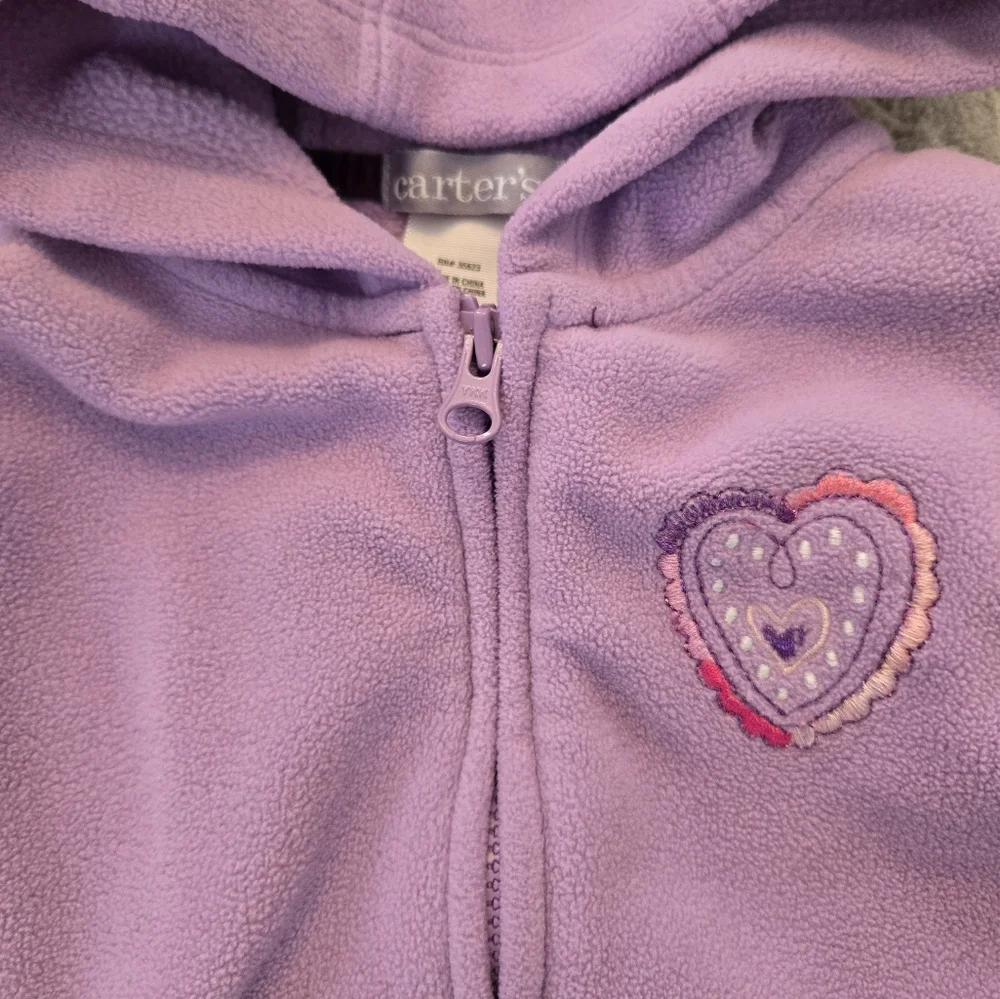 Vintage Y2k Carter's Purple Embroidered Hearts Hooded Tracksuit 2pc Set